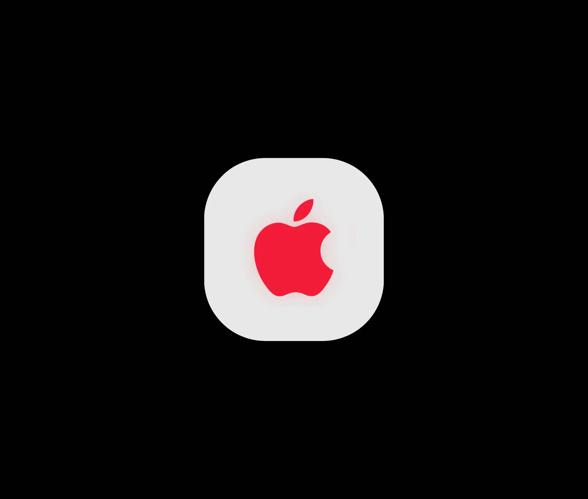 A red Apple logo centred on a rounded white square with a black background, ideal for showcasing AppleCare+ UK or highlighting AppleCare+ cost options.