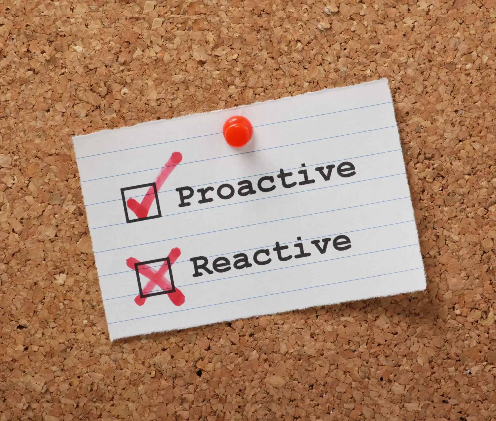 A note pinned to a noticeboard shows two options: